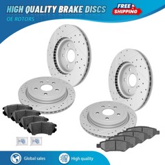 Front & Rear Drilled Rotors + Brake Pads for 2010-2015 Chevrolet Camaro V6 LS LT