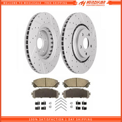 For Toyota Sienna Highlander Lexus RX350 NX300 Front Drilled Rotors + Brake Pads