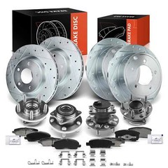Front & Rear Drilled Brake Rotor & Pads + Hub Bearing for Chrysler Sebring Dodge