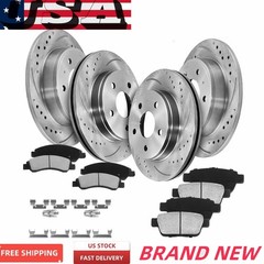 Front and Rear Drilled Disc Rotors Ceramic Brake Pads for 2005 – 2010 Scion tC