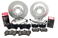 FOR AUDI Q7 3.0 TFSI 2010-2015 DRILLED FRONT REAR BRAKE DISCS BREMBO PADS WIRES