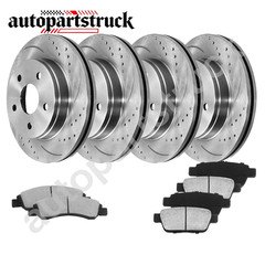 Front Rear Drilled Rotors Ceramic Pads for 2003-2005 INFINITI G35 Nissan 350Z