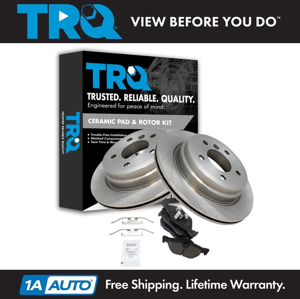 TRQ Rear Premium Posi Ceramic Brake Pad & Rotor Kit for 328i 328xi X1