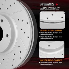 Front Drilled Disc Rotors + Ceramic Brake Pads for 2005-2009 2010 Honda Odyssey