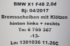 6799367 Brake Discs 280x10MM Brake System Rear OEM BMW X1 F48 LCI 5,623km