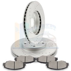 2X Front Discs Brake Rotors and 4X Pads For 2002-2004 Honda Civic Drill Slot