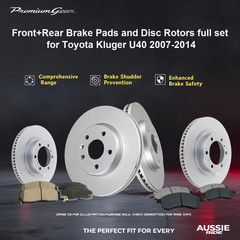 Front+Rear Brake Pads and Disc Rotors full set for Toyota Kluger U40 2007-2014