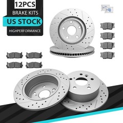 Front Rear Drilled Brake Rotors + Ceramic Pads Kit For Toyota Camry Lexus ES350