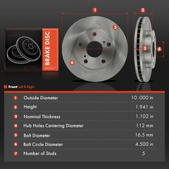 2pcs Disc Brake Rotors for Toyota Camry 1992-2001 L4 2.2L Front LH & RH 254 mm
