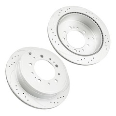 Pair Rear Drilled & Slotted Brake Rotors For Toyota Tundra Sequoia Lexus LX570