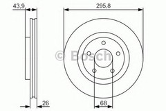 Bosch Brake Disc Front Diameter 296mm 68mm Vented 26mm 0986479R89