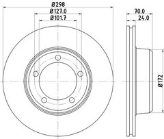 2x Front Brake Disc Fits Land Rover Mintex MDC565 Outer Ø 298mm Vented