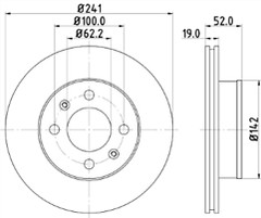 SOLID ACE H206024 SINGLE Brake Disc Vented fit HYUNDAI ACCENT MK II 2000 TO 2005