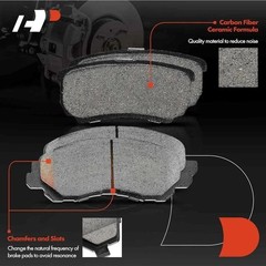 A-Premium Front Vented & Rear Solid Brake Rotors + Ceramic Pads Kit Compatible w