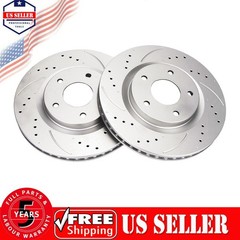 2x Front Drilled & Slotted Brake Rotors For Nissan Rogue 08-13 and Sentra 2.5L