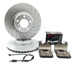 FOR BMW 320d F30 F31 F34 M SPORT DRILLED FRONT BRAKE DISCS BREMBO PADS & SENSOR