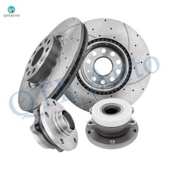 4PC 312mm Front Drilled Brake Disc Rotors-Wheel Hub For 2010-2014 Volkswagen GTI