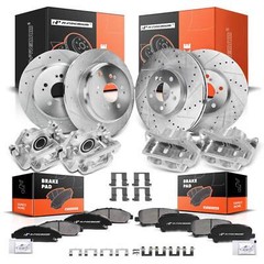 Front & Rear Drilled Rotor & Brake Pads + Brake Calipers for Acura ZDX 10-13 MDX