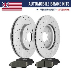 Front Drilled Disc Brake Rotors and Brake Pads Kit for 2005 – 2010 Honda Odyssey