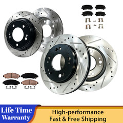 Front Rear Drilled Slotted Rotors Brake Pads Fit 2010 2011 Acura ZDX Honda Pilot