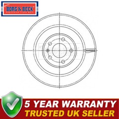 Borg & Beck Rear 1x Brake Disc Fits Audi Q7 2015- 4M0615601P