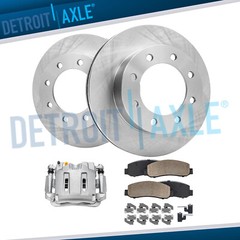 4WD Front Disc Rotors + Left Caliper Brake Pads for Ford F-250 F-350 Super Duty
