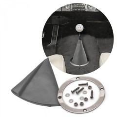 Grey Vertical Shifter or Emergency Brake Boot with Round Polished Trim Ring