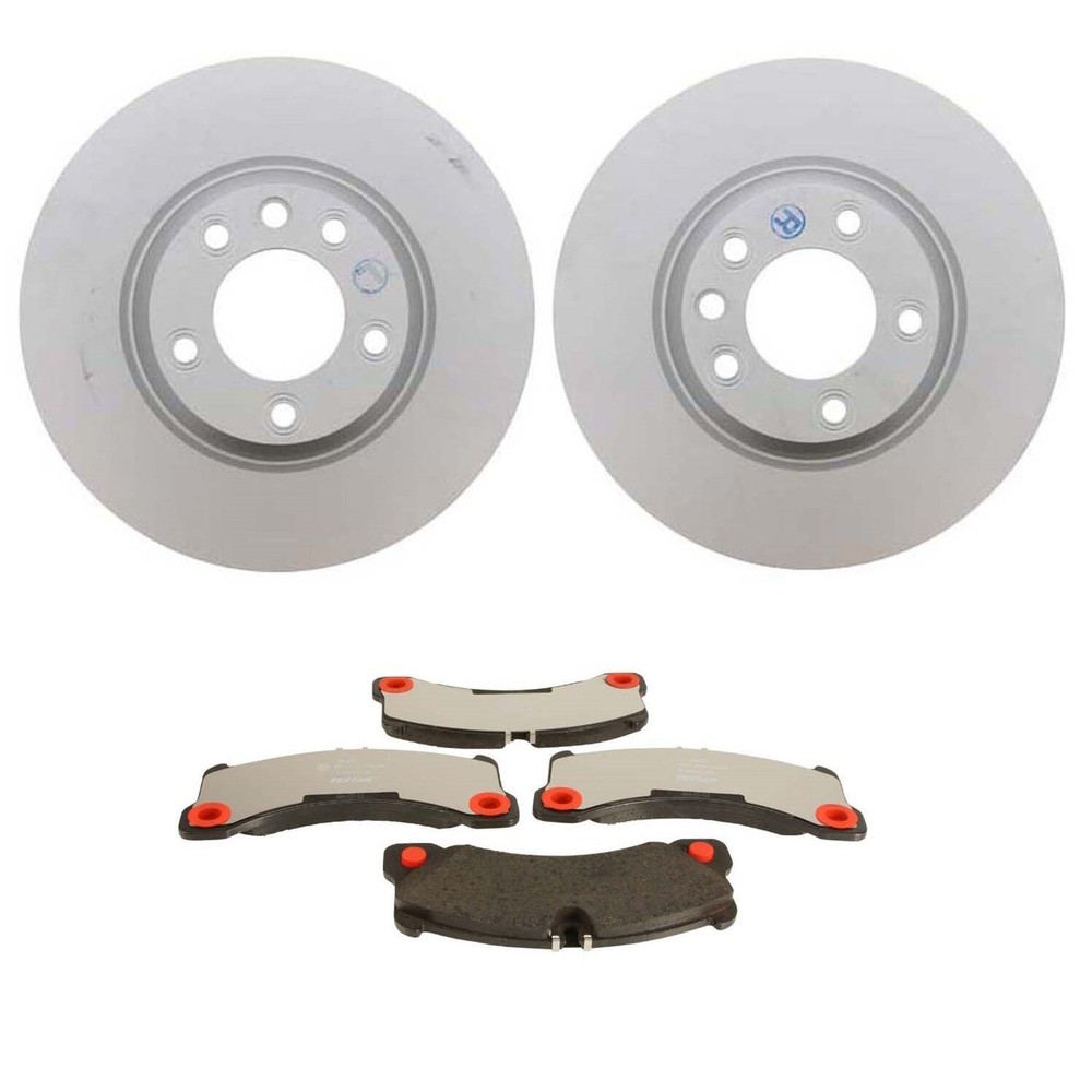 SHW Performance Front Brake Rotors Textar Pads Set Kit for Cayenne Black Caliper
