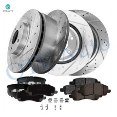 12P Front 294-Rear 262 Drilled Brake Rotors-Brake Pad For 2007-2013 Jeep Compass