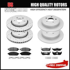 Front Rear Drilled Rotors Brake Pads for 2005-2010 Jeep Grand Cherokee Commander