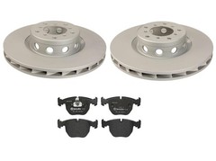 SHW OEM Front Brake Kit 345mm Vented Disc Rotors and Low-Met Pads For BMW E39 M5