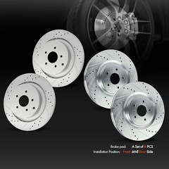 4x Drilled Brake Rotors for INFINITI Q60 2017-2020 Q70 FX50 M56 Q50 Front & Rear