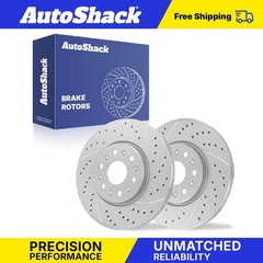 Front Drilled Slotted Brake Rotors Pair for Chevrolet, Traverse 2018-2025