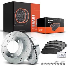 Front Drilled Rotors &Ceramic Brake Pads for Ford F-250 F-350 Super Duty 4WD AWD