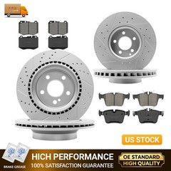 For Mercedes-Benz C300 C400 C350e Front & Rear Drilled Disc Rotors Brake Pads