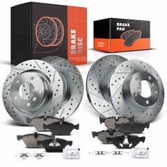 Drilled Brake Rotor & Ceramic Brake Pads for BMW E90 325i 2006 328i Front & Rear
