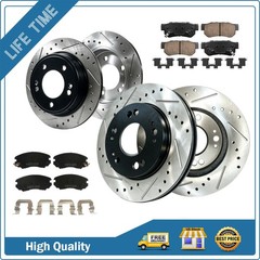 8pc Front Rear Drilled Disc Brake Rotor Ceramic Brake Pad for 2009 2010 Elantra