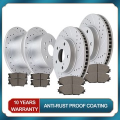 Front and Rear Drilled Rotors Brake Pads for 2006-2018 Toyota Rav4 Lexus HS250h