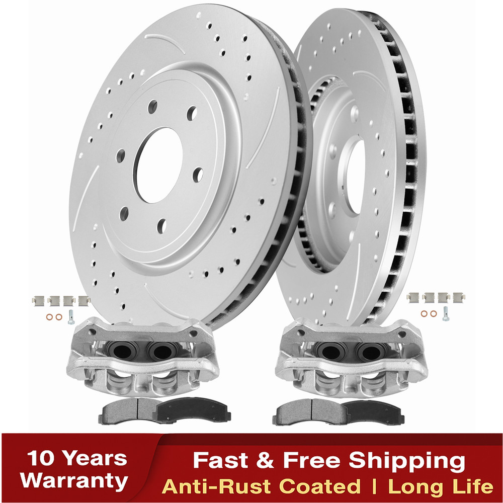 Front Rotors + Calipers Brake Pads for Ford Expedition F-150 Lincoln Navigator
