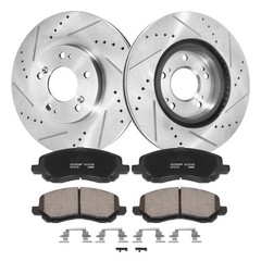 Front Drilled Rotors Ceramic Brake Pads For Chrysler Dodge Caliber Mitsubishi