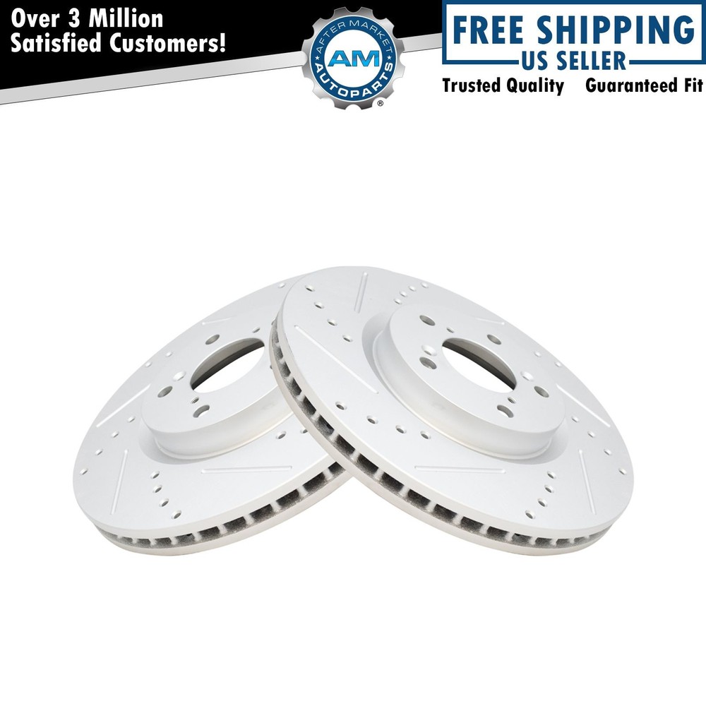 Performance Disc Brake Rotor Drilled & Slotted Front G-Coated Pair