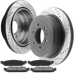 For Lincoln Mark LT Ford F-150 Rear Drilled Slotted Brake Rotors & Ceramic Pads