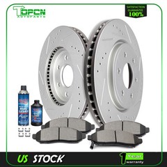 2X Front Brake Discs Rotors And 4X Ceramic Pads For 2005-2017 Frontier Drilled