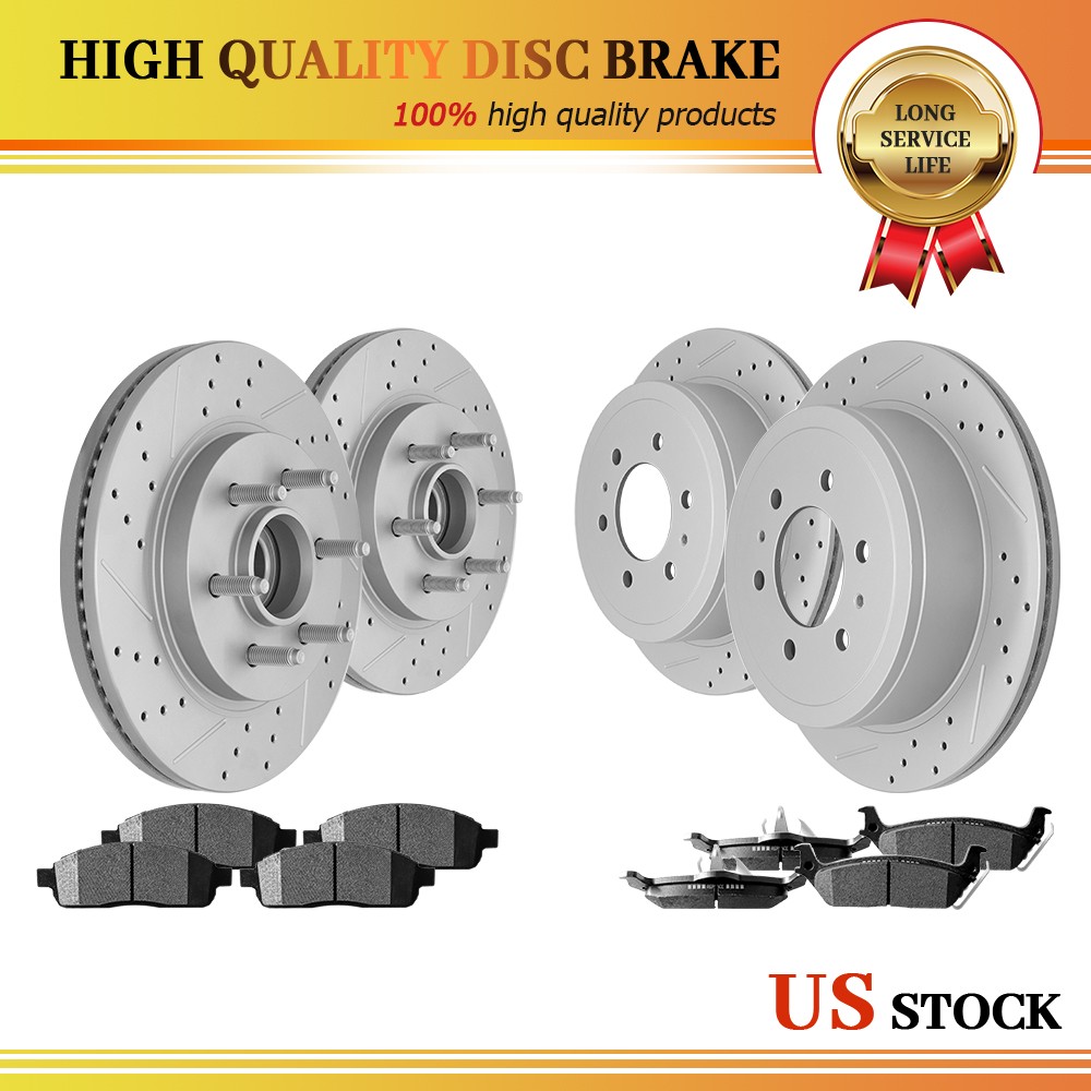 Front Rear Drilled Brake Rotors Ceramic Pads for Ford F-150 2004-2006 2007 2008