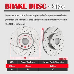 Fit for 2012-2018 Ford Focus Brakes Kits 278mm Front Rear Brake Rotors Disc Pads