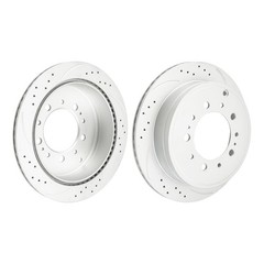 Pair Rear Drilled & Slotted Brake Rotors For Toyota Tundra Sequoia Lexus LX570