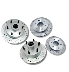 63-87 Chevy C10 Front & Rear Rotors 6 Lug Drilled and Slotted ZINC (PAIR)