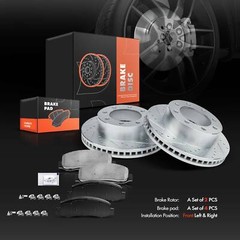Front Drilled Rotors &Ceramic Brake Pads for Ford F-250 F-350 Super Duty 4WD AWD
