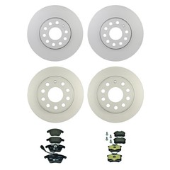 Bosch Front Rear Rotor Hella Low-Met Brake Pad Kit for Audi A3 VW Beetle Jetta