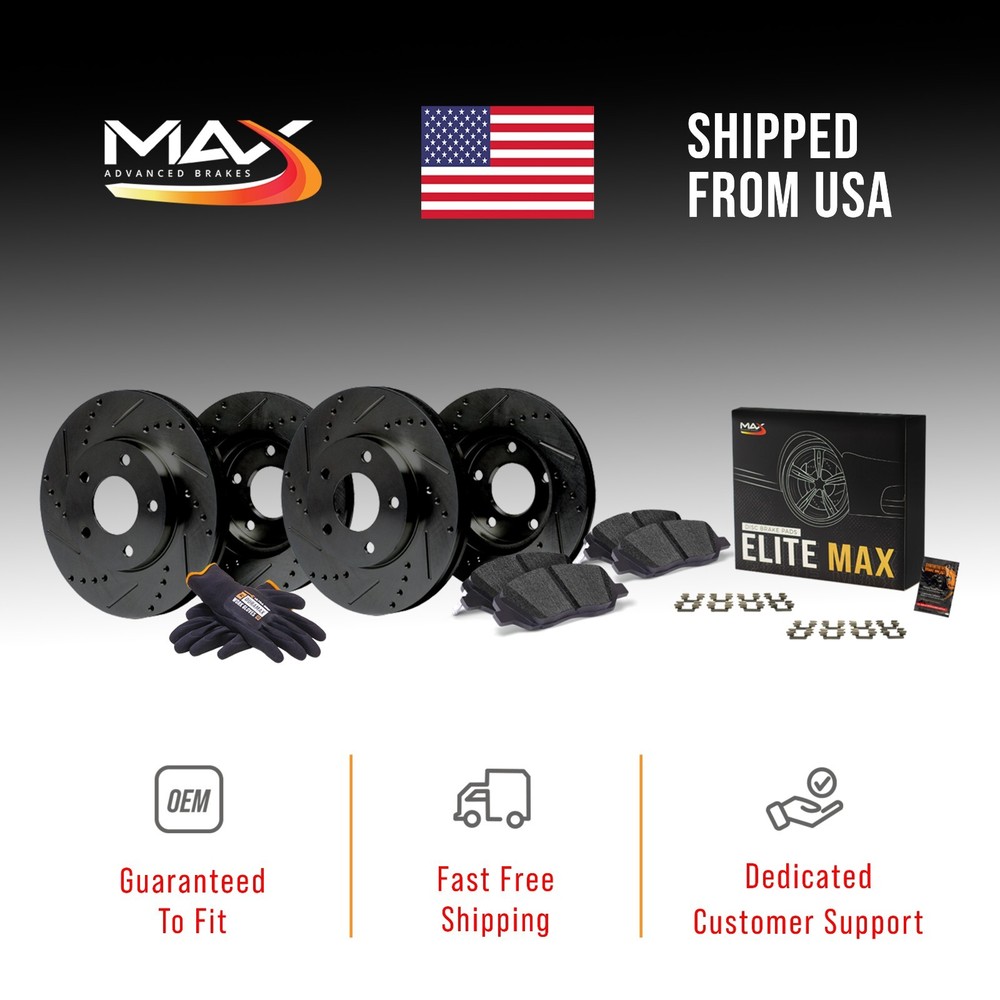 Front & Rear Drilled Slotted Rotors + Pads for 2014 2015 2016 Acura MDX